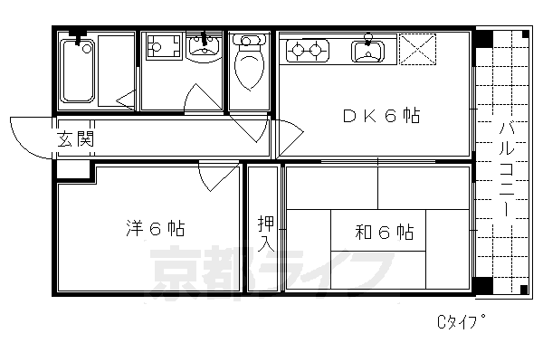 京都市南区上鳥羽西浦町のマンションの間取り