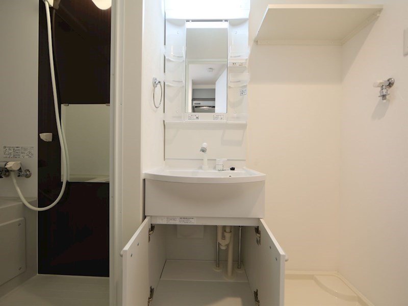 洗面設備　脱衣所　独立洗面台（シャンプードレッサー付）収納スペース有