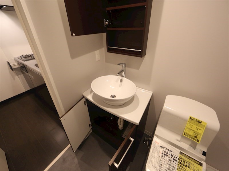 洗面設備　脱衣所　デザイン独立洗面台　収納スペース有