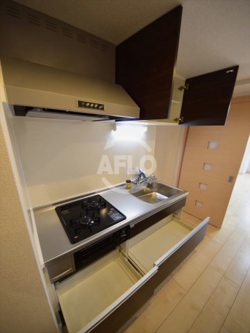 キッチン　ノーサイド立葉　２口ガスシステムキッチン