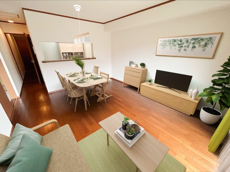 居室・リビング　ＣＧ画像の為実際は家具・家電の設置無し。