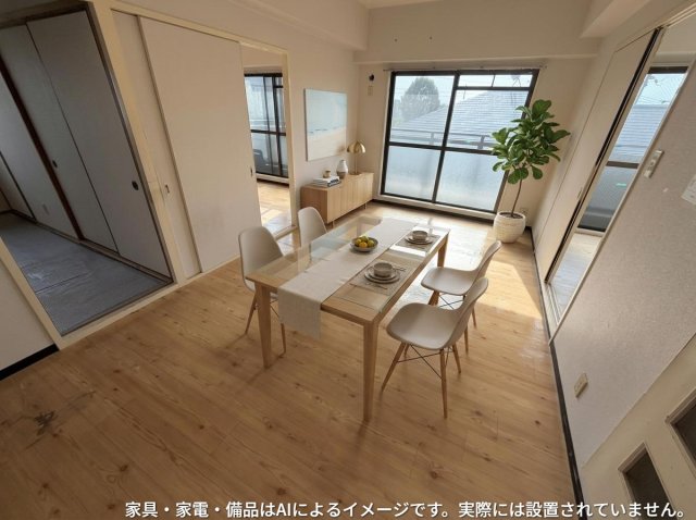 居室・リビング　※家具・家電・備品等はＡＩ画像生成により配置例を示したもので