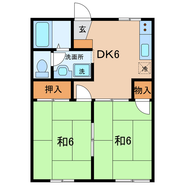 名鉄三河線 北新川駅 徒歩8分 2階建 築36年の間取り写真