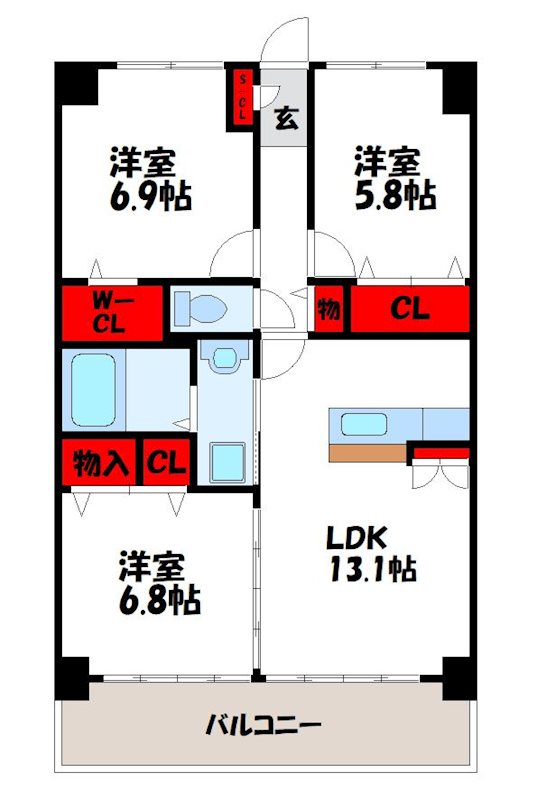 ＪＲ鹿児島本線 古賀駅 徒歩5分 8階建 築7年の間取り写真