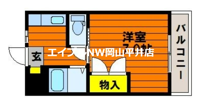 岡山市中区長岡のマンションの間取り