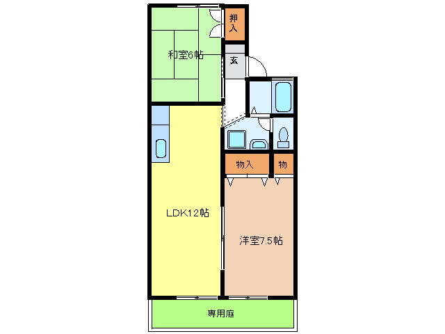 岐阜市東改田のアパートの間取り