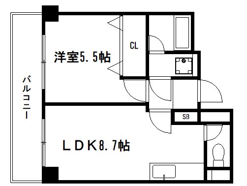 京都市下京区西新屋敷太夫町のマンションの間取り