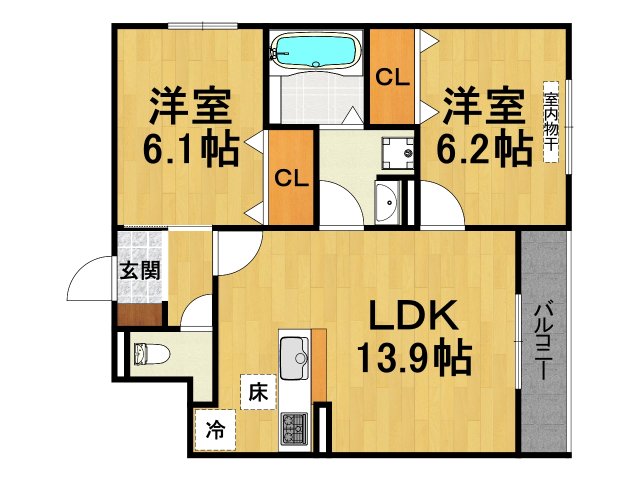 尼崎市塚口町のアパートの間取り