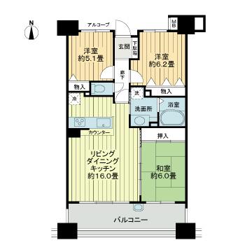 徳島市吉野本町のマンションの間取り