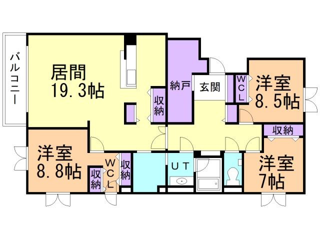 函館市松陰町のマンションの間取り