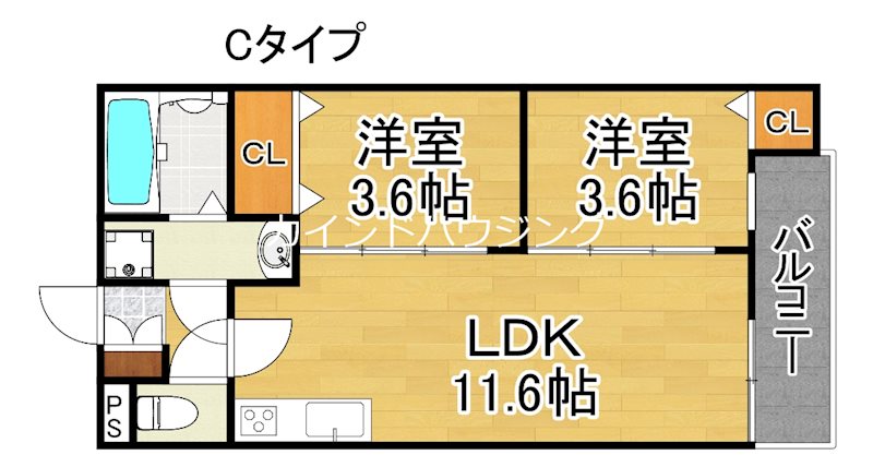 大阪市住之江区西住之江のアパートの間取り