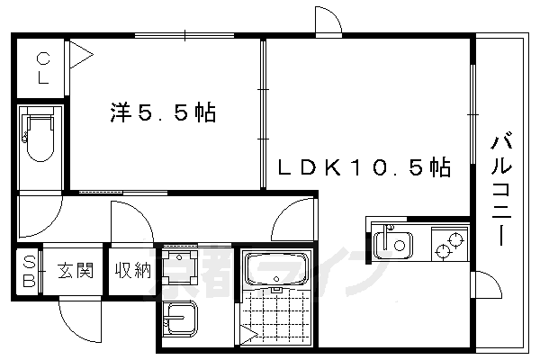 京都市右京区太秦奥殿町のマンションの間取り