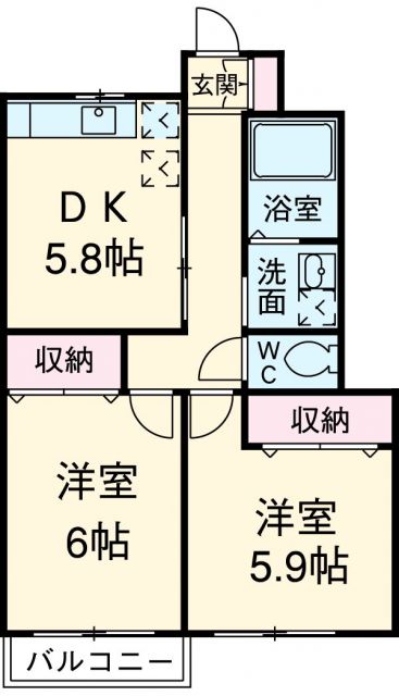 横浜市金沢区富岡東のアパートの間取り