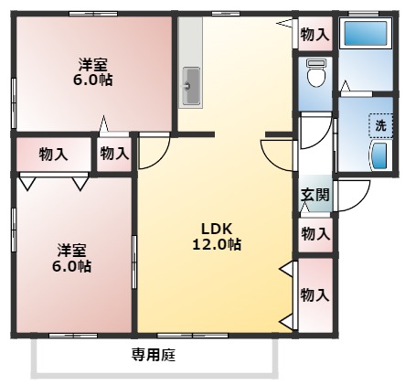 丹羽郡扶桑町大字高雄のアパートの間取り