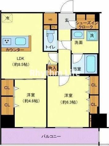 横浜市港北区新横浜のマンションの間取り