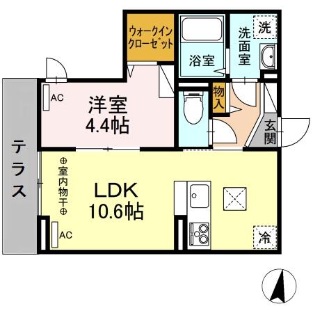 八王子市堀之内のアパートの間取り