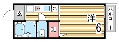 神戸市須磨区関守町のアパートの間取り