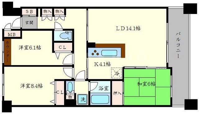 箕面市小野原東のマンションの間取り