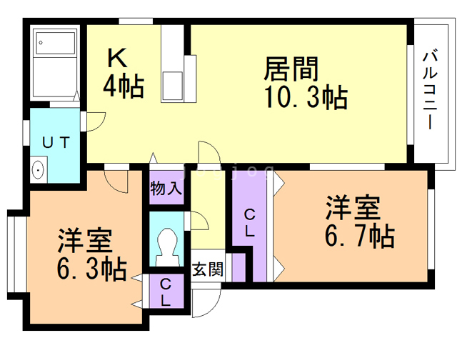 札幌市豊平区福住三条のマンションの間取り