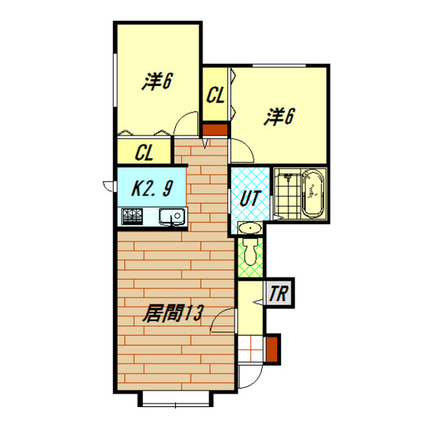 旭川市九条西のアパートの間取り