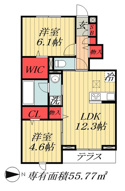 船橋市東船橋のアパートの間取り