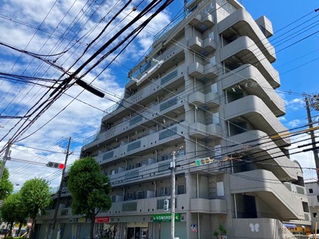 【尼崎市長洲本通のマンションの建物外観】