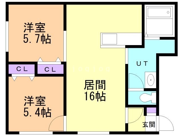 旭川市宮下通のアパートの間取り