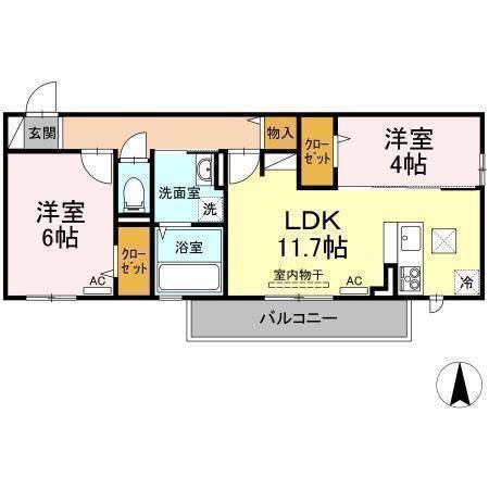 松山市南町のアパートの間取り