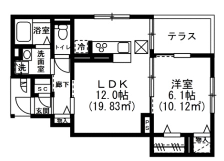 【目黒区碑文谷のアパートの間取り】