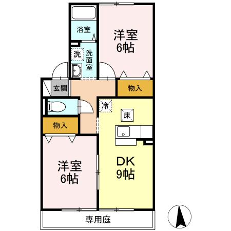 倉敷市玉島八島のアパートの間取り