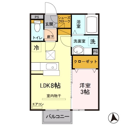 ＪＲ宇都宮線 雀宮駅 徒歩45分 2階建 築16年の間取り写真