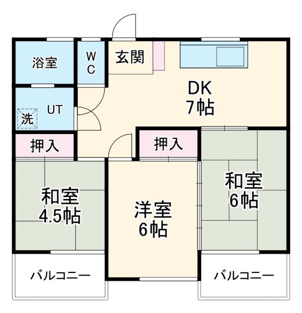 岐阜市加納鷹匠町のマンションの間取り