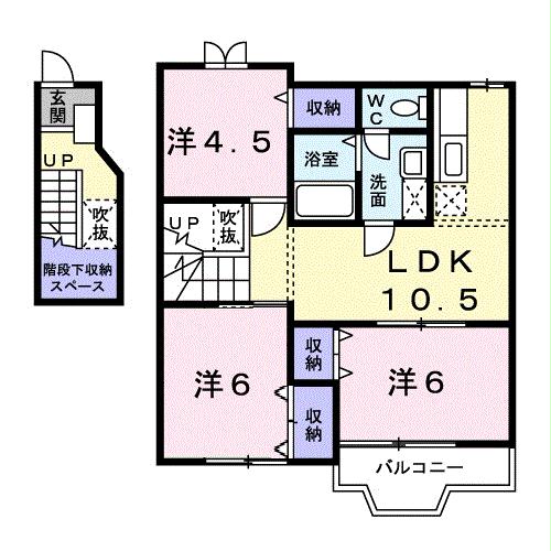 岩国市周東町下久原のアパートの間取り