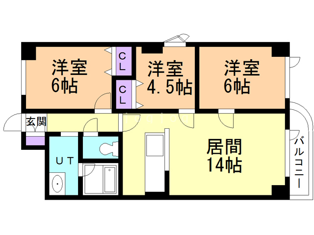 【函館市戸倉町のマンションの間取り】