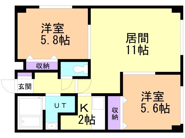 函館市海岸町のマンションの間取り