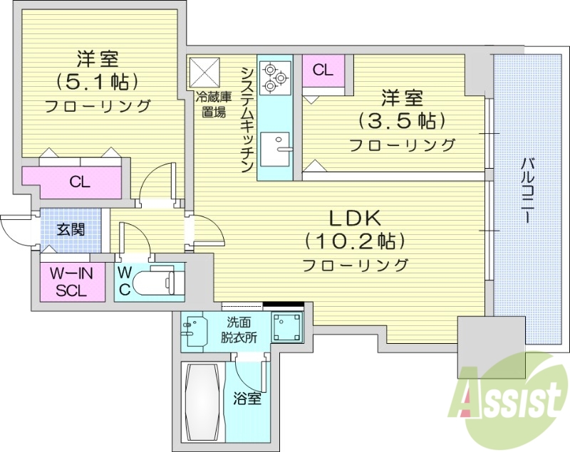 プレシス知事公館前WESTの間取り