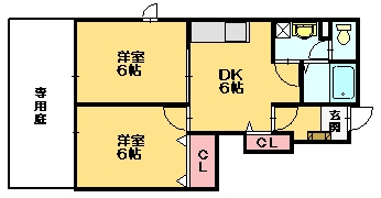 糟屋郡志免町向ヶ丘のアパートの間取り