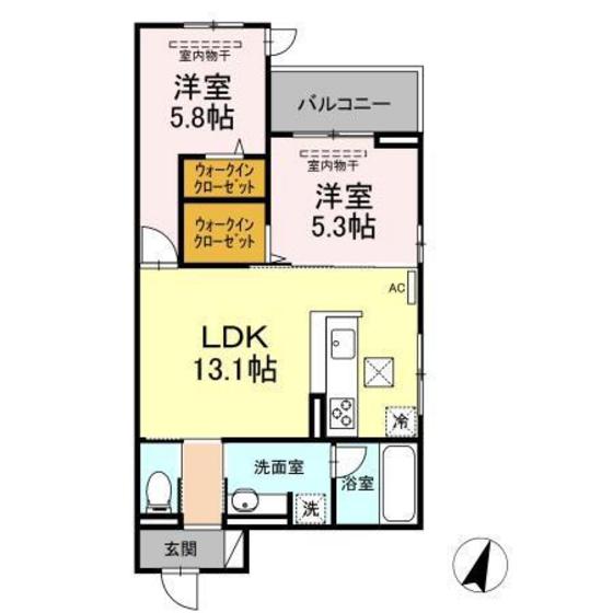 広島市南区東雲のアパートの間取り