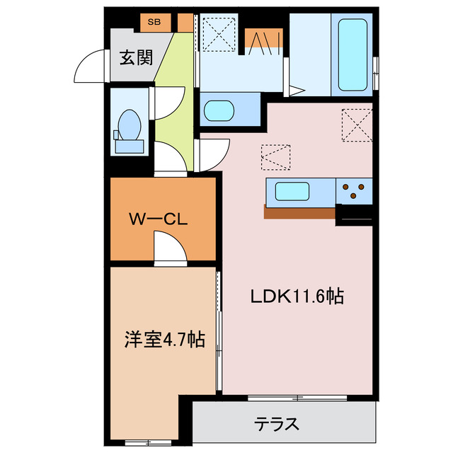 Ｄ-ｃｈａｍｂｒｅ北浜町　Aの間取り