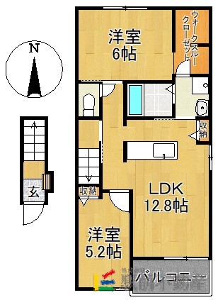 八女郡広川町大字久泉のアパートの間取り