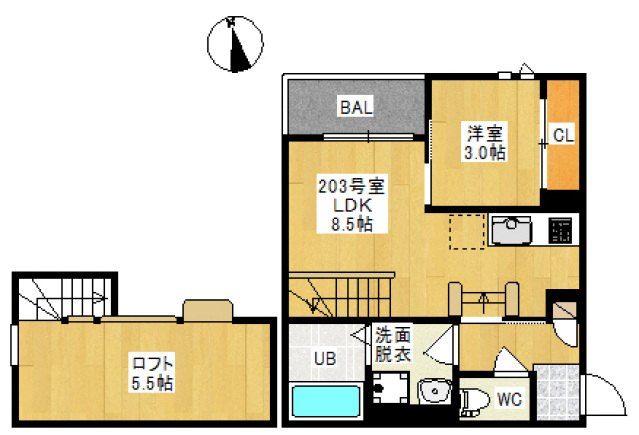 グランティック 若葉町の間取り