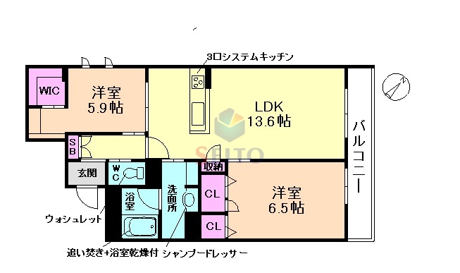 豊中市岡町南のマンションの間取り