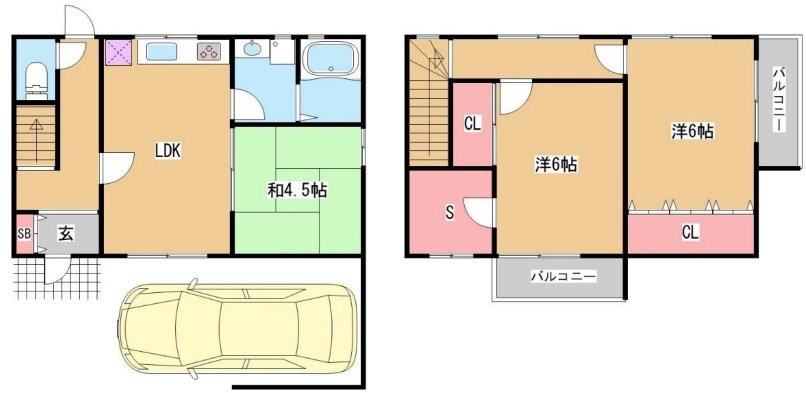 神戸市北区鈴蘭台西町のアパートの間取り