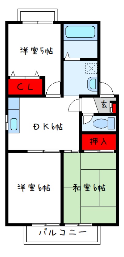 八尾市緑ヶ丘のアパートの間取り