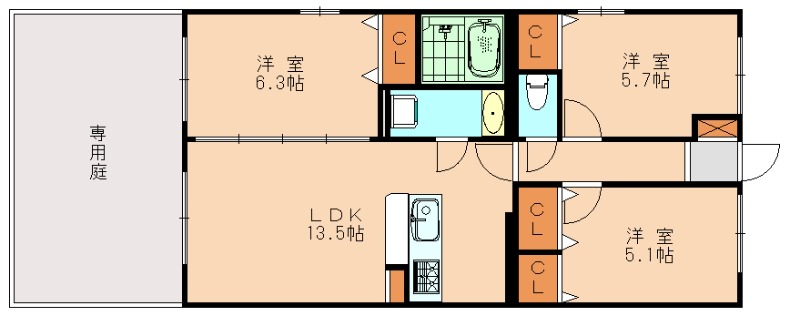 古賀市天神のマンションの間取り