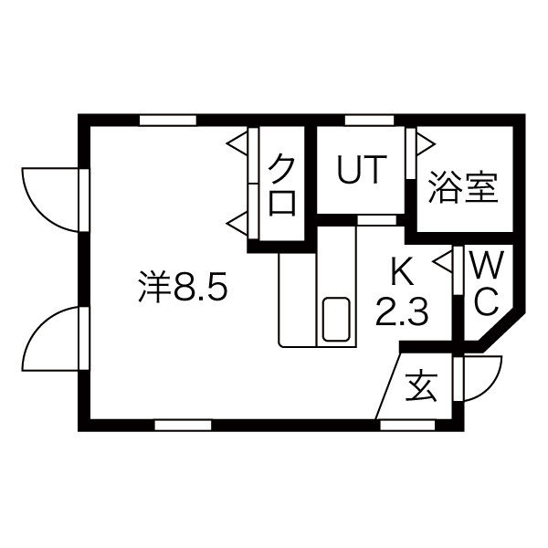 札幌市中央区南十三条西のアパートの間取り