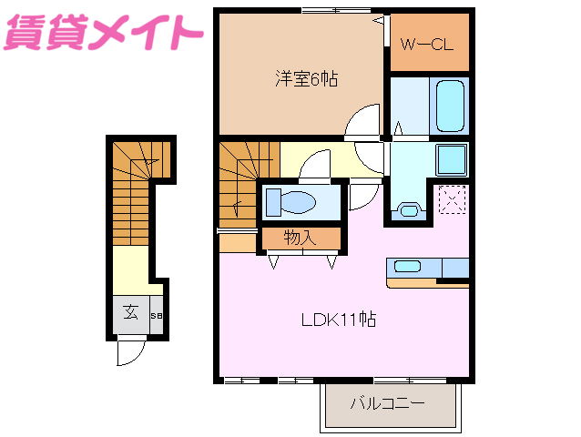 三重郡朝日町大字縄生のアパートの間取り