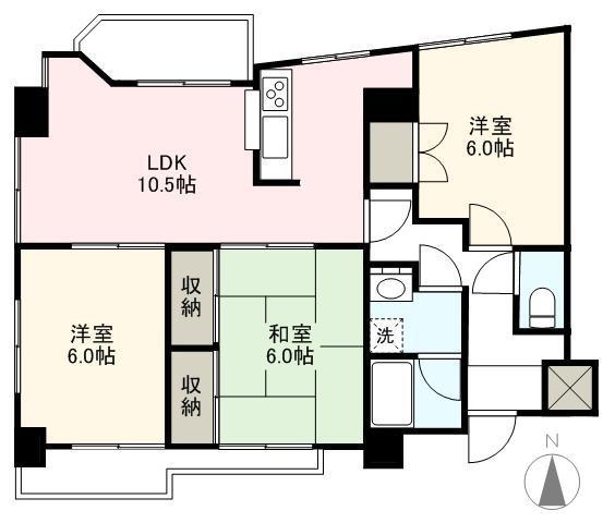 高松市上之町のマンションの間取り