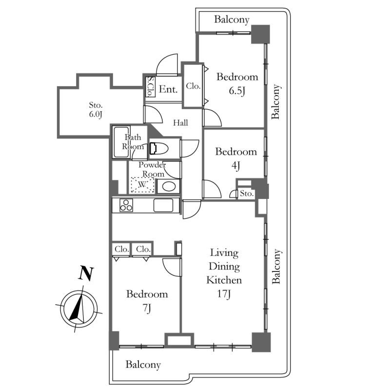 中央区佃のマンションの間取り