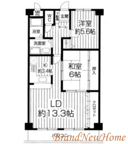 堺市北区中百舌鳥町のマンションの間取り